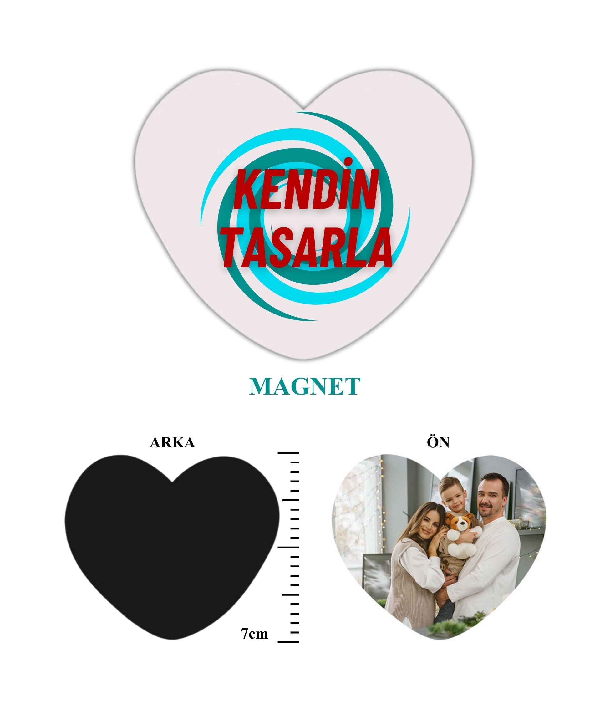 Kalp Magnet Kişiye Özel Baskılı